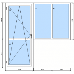 Baugruppe aus Balkontür und feststehendem Fenster