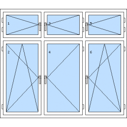 Dreiflügeliges Fenster mit Oberlicht