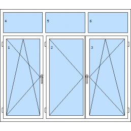 Dreiflügeliges Fenster mit Oberlicht