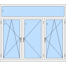 Dreiflügeliges Fenster mit Oberlicht