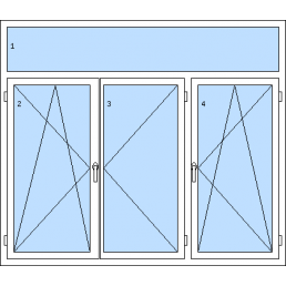 Dreiflügeliges Fenster mit Oberlicht