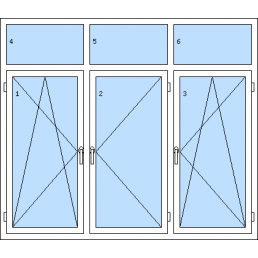 Dreiflügeliges Fenster mit Oberlicht