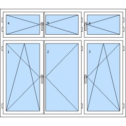Dreiflügeliges Fenster mit Oberlicht