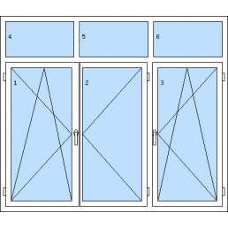 Dreiflügeliges Fenster mit Oberlicht