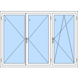 Dreiflügeliges Fenster