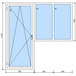 Baugruppe aus Balkontür und feststehendem Fenster