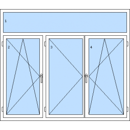 Dreiflügeliges Fenster mit Oberlicht